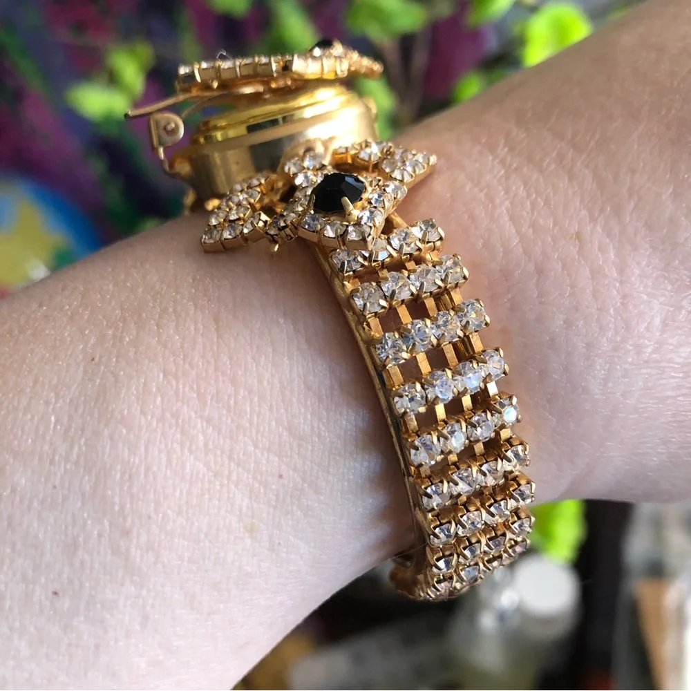 Repurposed handmade bling watch clamp bracelet recycled salvaged reuse